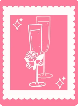 A card with two champagne glasses